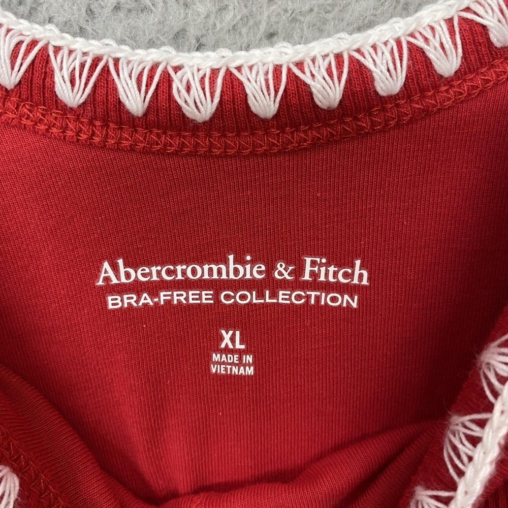 Abercrombie & Fitch Tank Top Womens XL Red Bra-Free Collection Crochet Trim - Picture 6 of 14